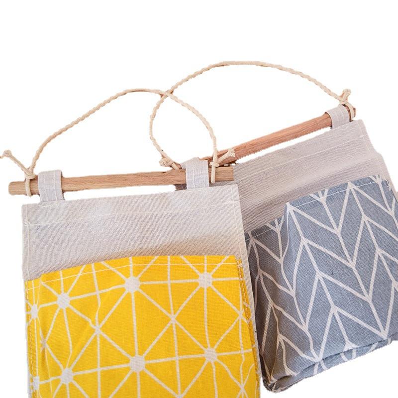 Creative Cotton and Hemp Waterproof Storage Hanging Bag Hanging Multi Layer Hanging Pocket Fabric Door Rear Sundry Storage Bag Storage Bag