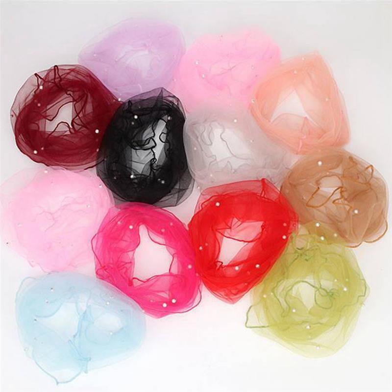 Women Clothing Accessories Transparent Scarf Circle Scarf Pearl Decor Mesh Fashion Elegant