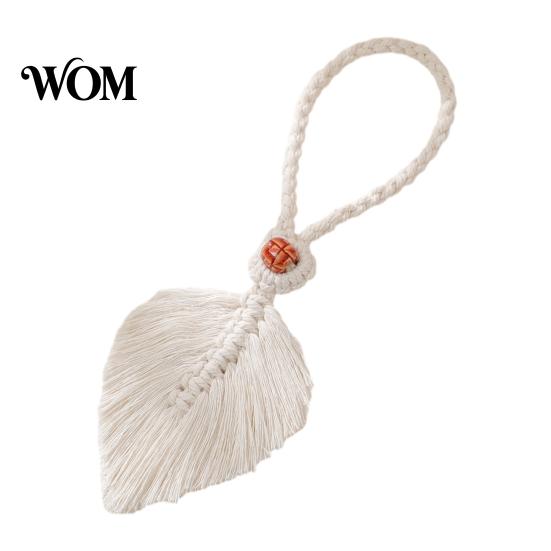 Pastoral Curtain Accessory Braided Leaf Tieback, Boho Cotton Rope Holder, Fringe No Drill Holder Edge Knotted Draperies for Bedroom Nursery Farmhouse