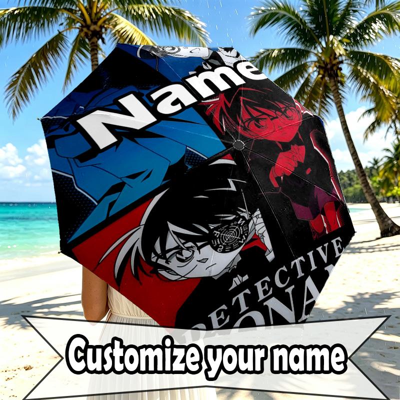 Custom Name Personalized Anime Print Umbrella, Auto Open Close, 8‑Rib Sturdy Frame, Commute Camping Hiking Use, Birthday Gift