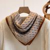 Chessboard plaid 71CM cotton and linen silk scarf small square scarf women's spring and autumn summer thin scarf scarf linen headscarf belt