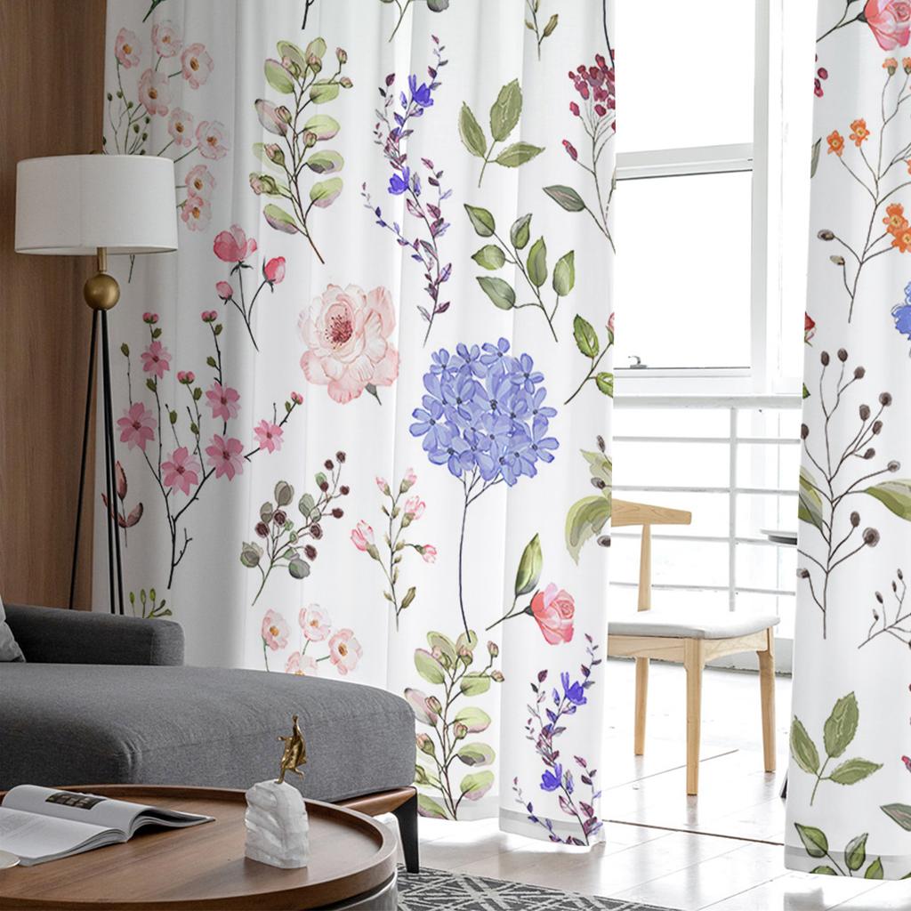 Травяные растения, цветочная текстура, оконные шторы для гостиной, спальни, кухни, шифоновые прозрачные оконные занавески