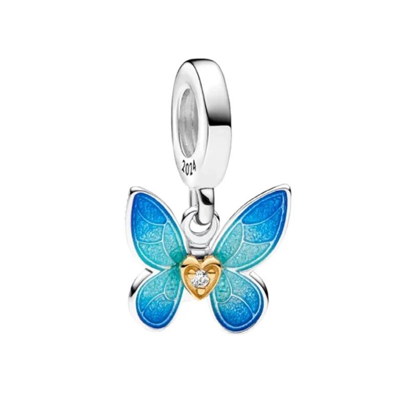 925 Sterling Silver Migratory Bird Butterfly Bee Charm Bead Pendant for DIY Jewelry Bracelet Making