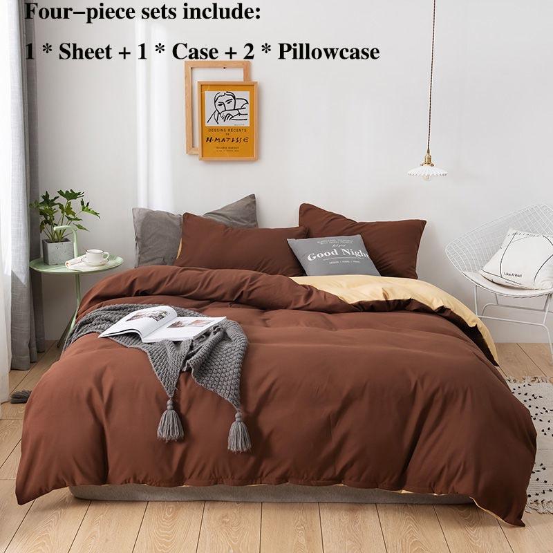 Окруженная и простая кровать. Комплекты постельного белья из четырех частей с подушками и рукавами. Комплект домашнего постельного белья. Двуспальная кровать шириной 1,8 м, 2 метра.