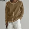 Autumn Men Round Neck Long Sleeve Solid Pullover Tops T-shirts