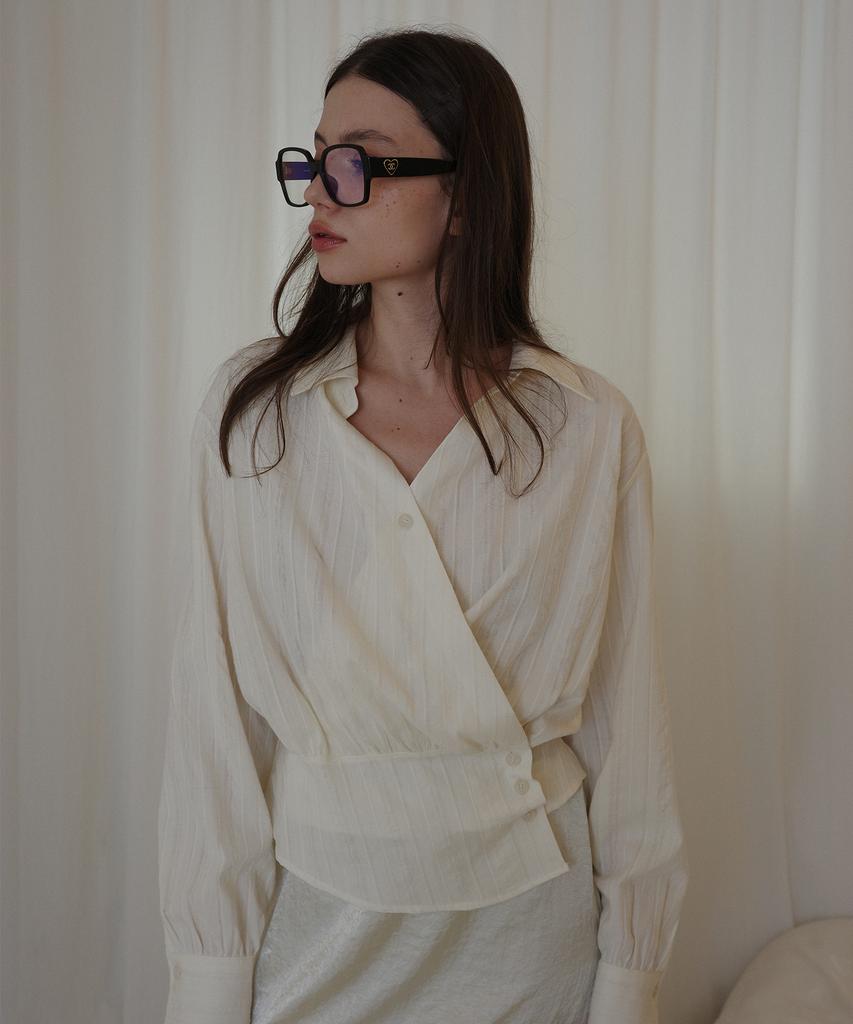 SALON DE YOHN Soft Cotton Wrap Blouse_ Ivory