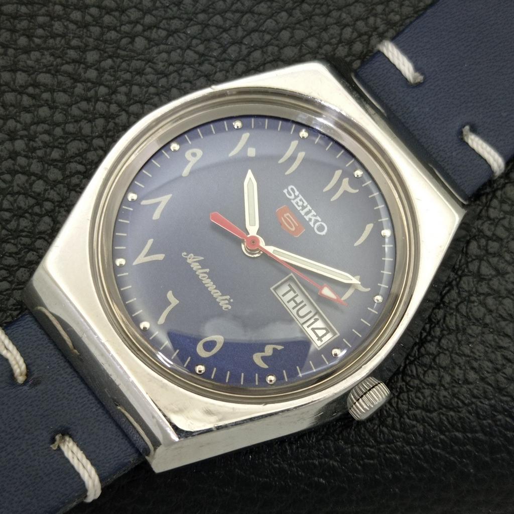 ВИНТАЖНЫЕ МУЖСКИЕ ЧАСЫ SEIKO 5 AUTOMATIC 6309A ЯПОНИЯ С АРАБСКИМ СИНИМ ЦИФЕРБЛАТОМ a702653-1
