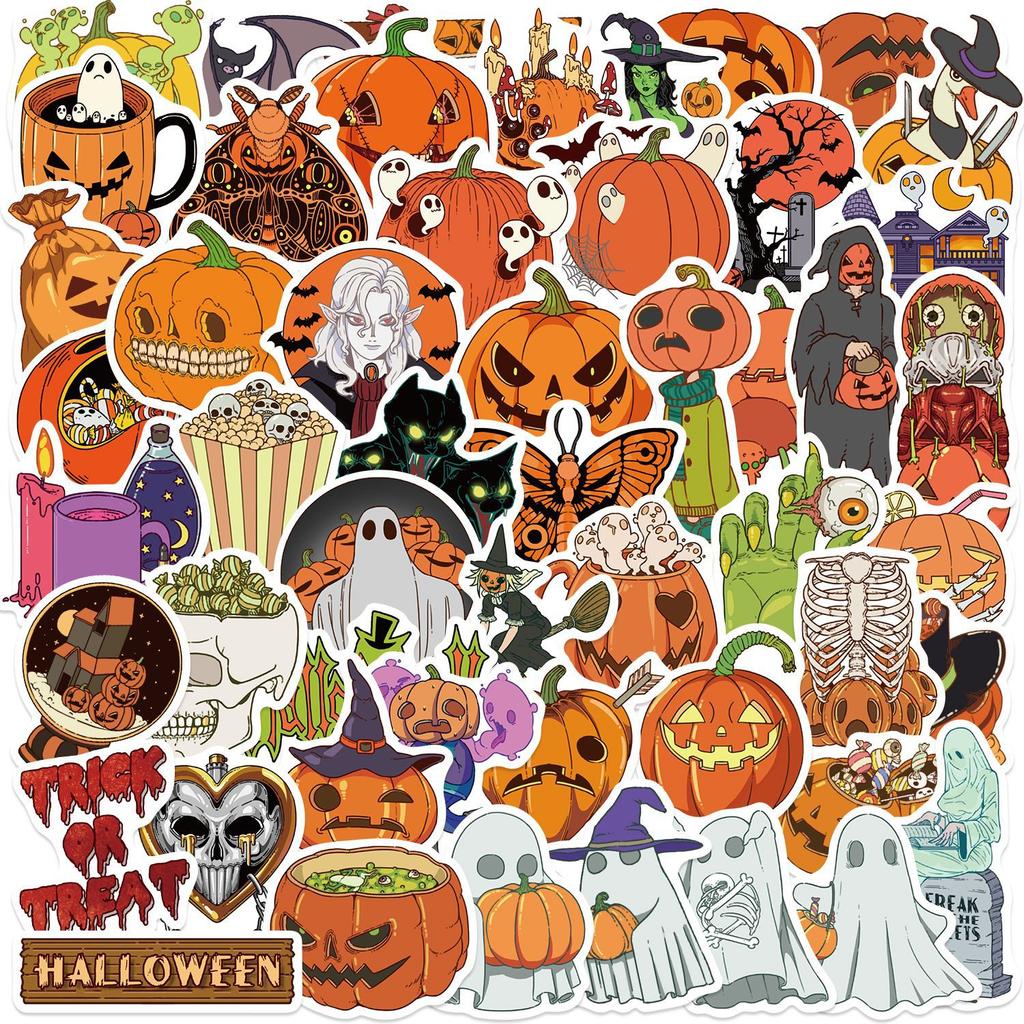 50 Cartoon Halloween Party Graffiti Stickers Decorate Guitar Notebook Suitcase DIY
