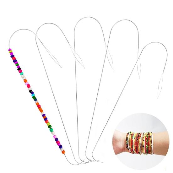 2/5 шт. иглы для бисероплетения с большим ушком, изогнутые, из нержавеющей стали, с увеличенным ушком, легко заправляющиеся иглы для бисера, иглы для изготовления браслетов, ожерелья, изготовления ювелирных изделий