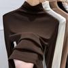 Новый базовый слой с полувысоким воротом и длинными рукавами для женщин, Приталенная и стройнящая футболка, Теплая футболка и топ для осени и зимы