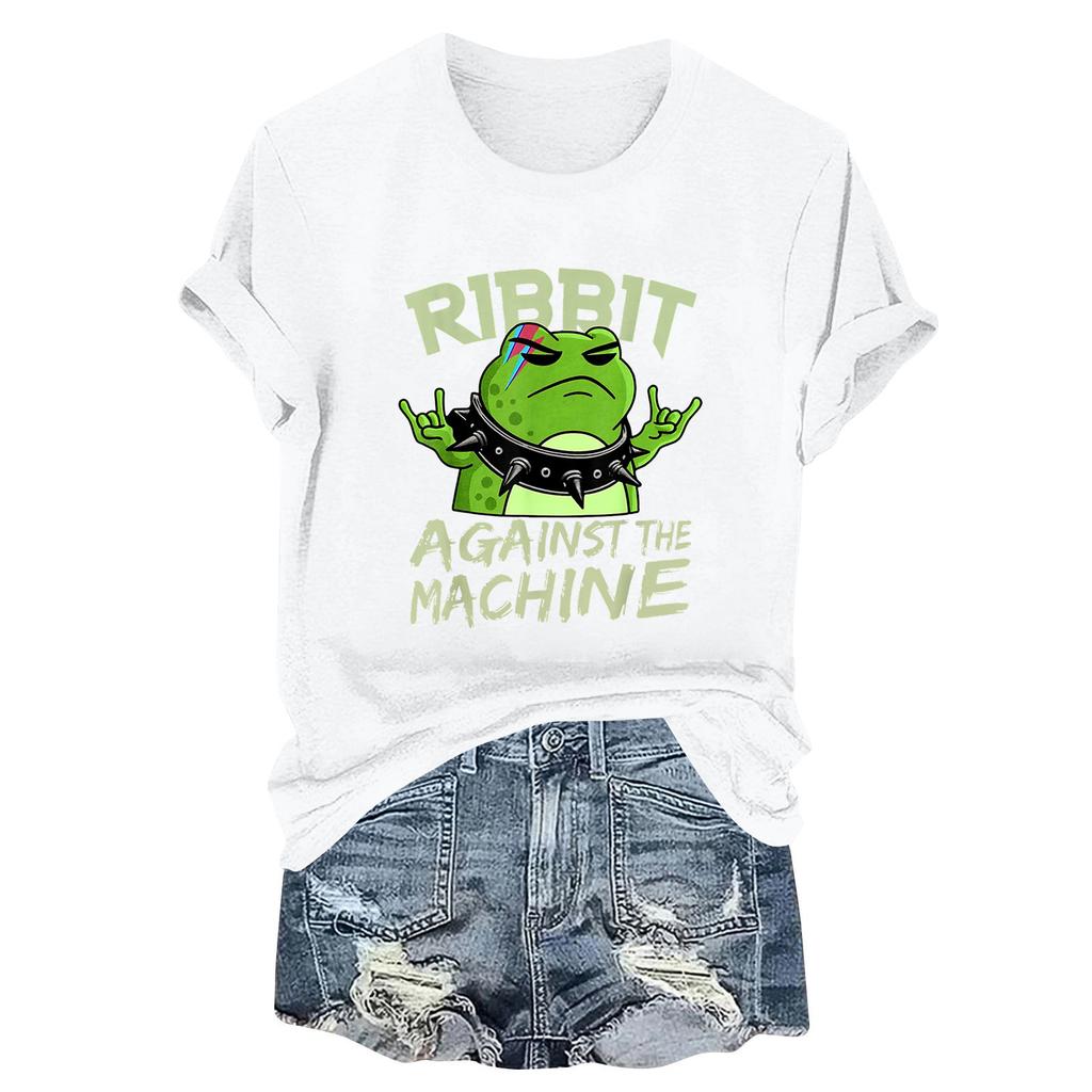 Женская модная повседневная футболка-пуловер с принтом, круглым вырезом и короткими рукавами