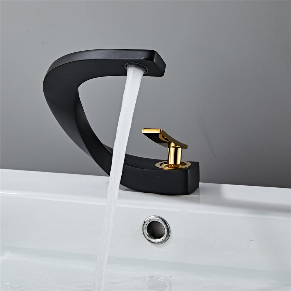 Tuqiu Bathroom Faucet Brass Gold White Bathroom Basin Faucet Cold Hot Water Mixer Sink Tap Deck Mounted White Rose Gold Tap