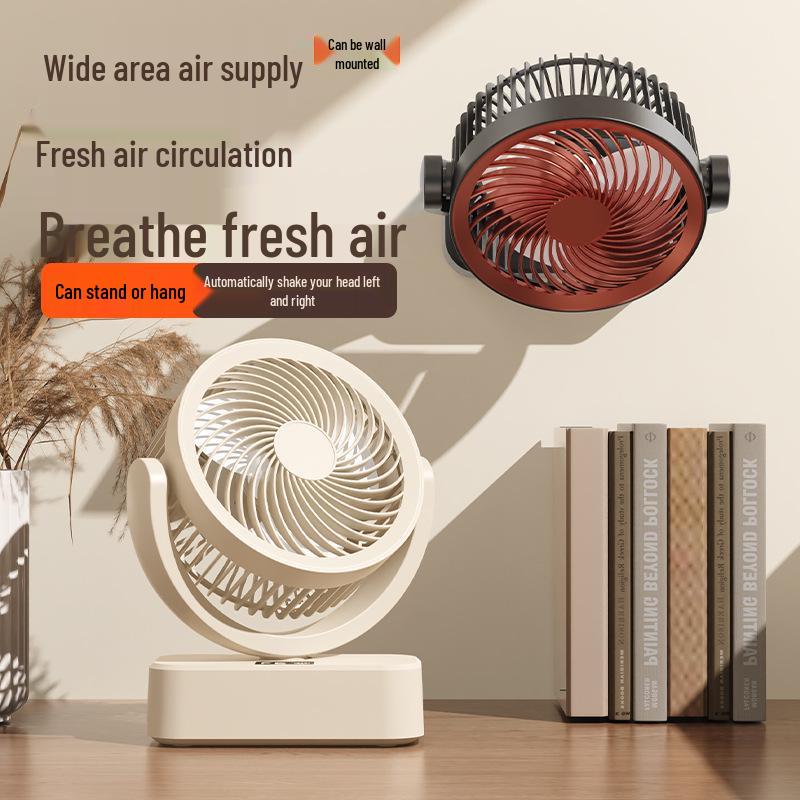 Portable Oscillating Desktop Fan with Digital Display, USB Charging, and Wall-Mountable Feature