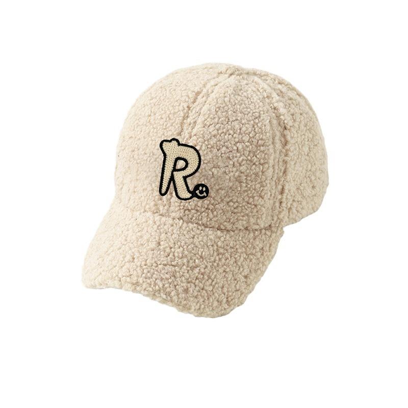 Шляпа Женская Осенне-зимняя Буква R Пара Универсальная Защита от холода Бейсболка Овечий вельвет Толстая Теплая Широкополая Кепка с козырьком для Мужчин