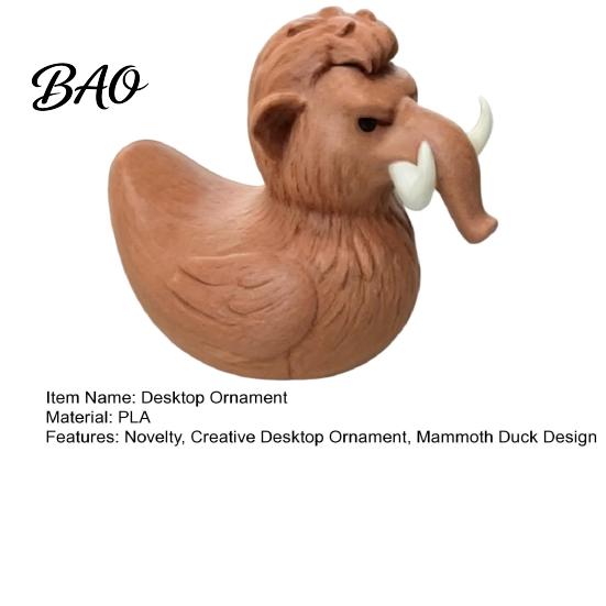 Mammoth Duck Statue Figurine, 3D Printed Ornament, Funny Unique Animal Figurine Statue, Novelty Desktop Decoration for Home Table Shelf Retro Style