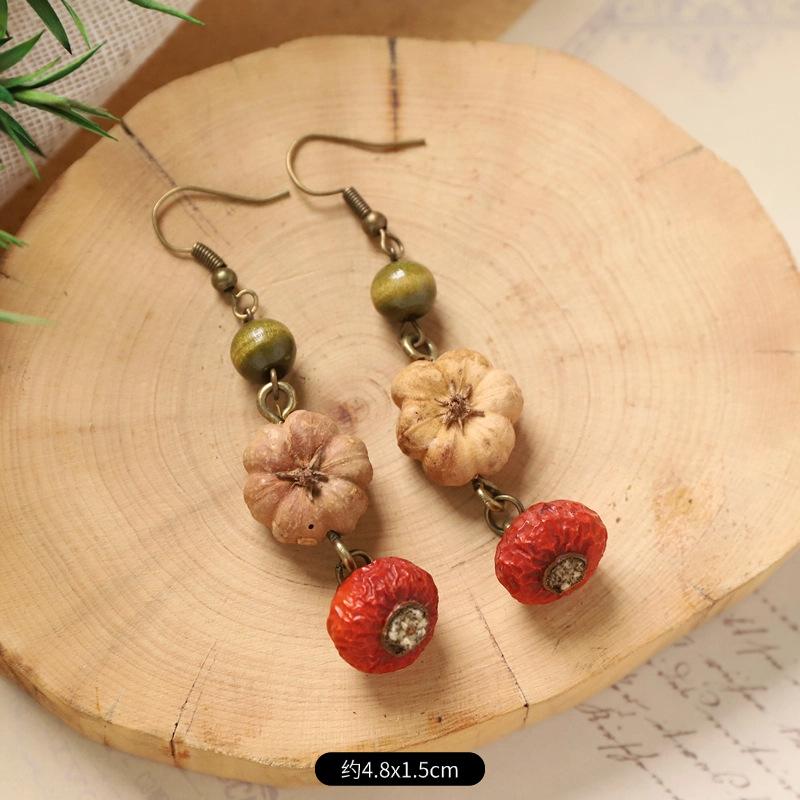 Оригинальные серьги Mori Plant Fruit, натуральные желуди, ручная работа, ретро-женские длинные серьги, этнический стиль, литературная и традиционная китайская медицина