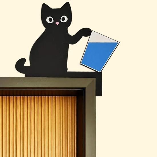 Украшение на дверную коробку для кошки, украшение на деревянную дверную раму, украшение на дверь, угловая табличка на окна дома, настенный декор для любителей кошек, подарок