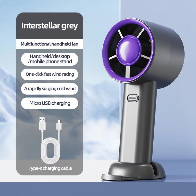 Portable Usb Rechargeable Handheld Fan With Phone Holder Low Noise Strong Airflow Suitable For Office Outdoor And Commuting Use