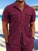 Short Sleeve Fashion Cargo Shirt Mens Clothing Classic Basic Tops Wear Plus Size Men Casual Street Blouses