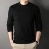 New Men's Sweater Round Neck Winter Wool-like Solid Color Long Sleeve Young and Middle-Aged Jacquard Slim Elastic Bottoming Top