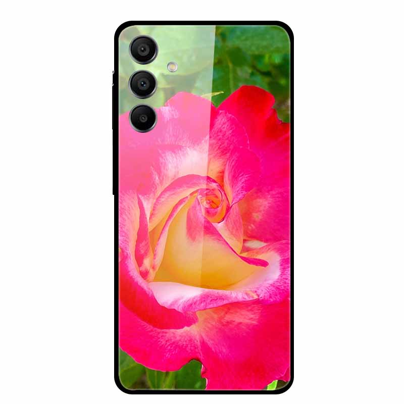 Для Samsung A05 A05s A15 4G 5G Закаленное Стекло Чехол Задняя Жесткая Крышка для Samsung Galaxy A55 A25 Цветы Фрукты Funda Кошки Coque