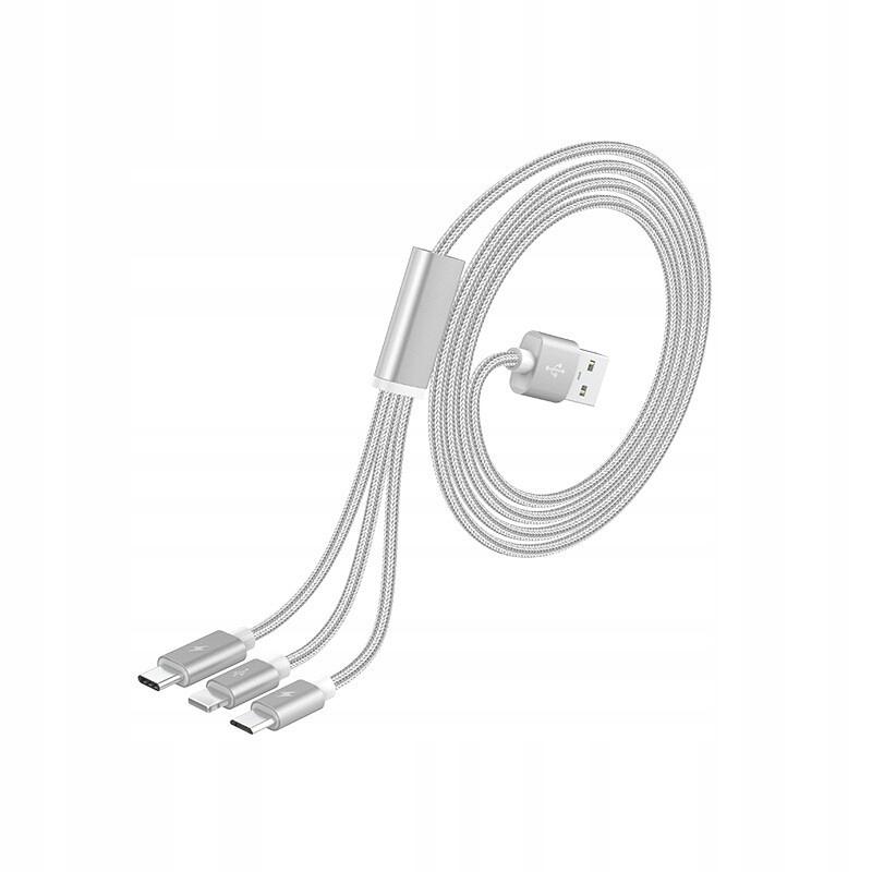 3-In-1 Charger Cable 1.2M Type-C Lightning Usb-C 5A