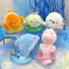 Kawaii Ocean Animal Plush Keychain Seahorse Dolphin Plush Doll Home Decor