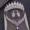 Великолепное свадебное платье с кристаллами, комплекты ожерелья с короной для невесты для женщин, комплект свадебных украшений, серьги, вечерние диадемы, комплекты ювелирных изделий
