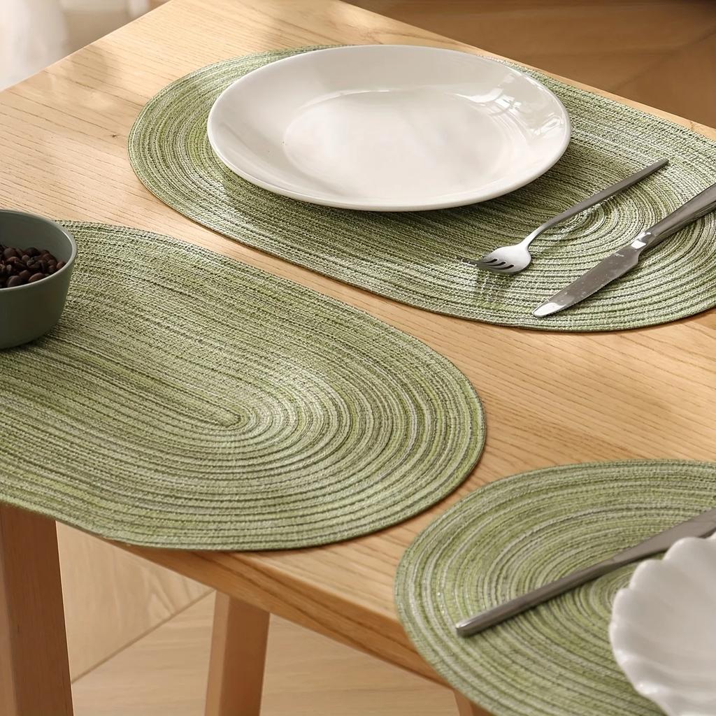 1 шт. Овальные полиэстеровые салфетки под тарелку, бежевые, коричневые, западные салфетки, термостойкие, нескользящие, для ежедневного декорирования