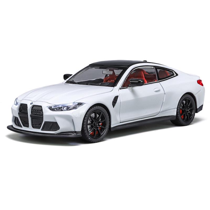 1:24 BMW M4 Diecast Car Model with Shock Absorption, Pull-Back, Steering, Sound, and Light Features.