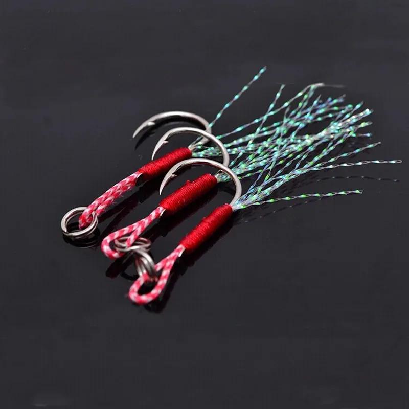 Slow Jigging Lures With Assist Hooks Barbed Single High Carbon Steel Feathered Jigs 20 Or 100 Pcs