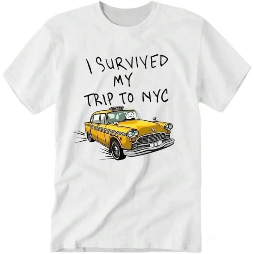 I Survived My Trip To Nyc Vintage Yellow Taxi Graphic Tshirt Unisex Cotton Crew Neck New York City Travel Streetwear Tee Gift