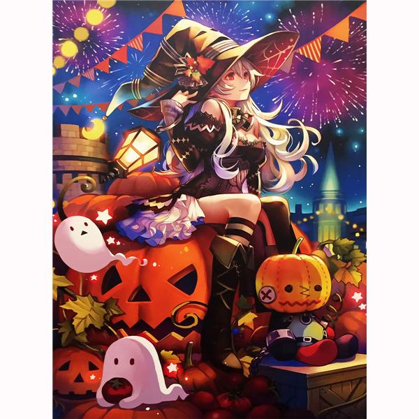 5D Diamond Embroidery Anime Girl Diamond Painting Halloween Pumpkin Cross Stitch Kit Mosaic Picture Home Decoration Kids Gifts