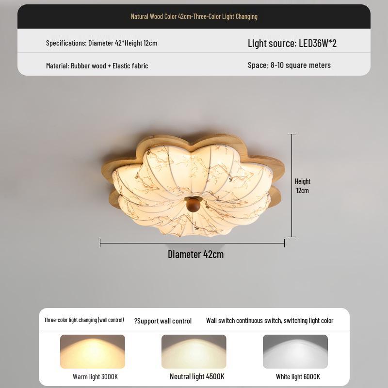 Китайская люстра эпохи Сун: Ретро Ткань и Дерево Грецкого Ореха Зенитный Потолочный Светильник