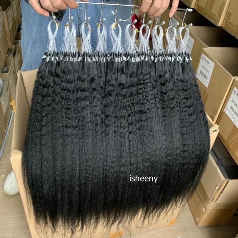 Микрокольца для наращивания волос Kinky Straight 50 шт./упаковка Микропетля Наращивание волос из натуральных волос Малазийские Yaki Микрокольца Кончики Волос