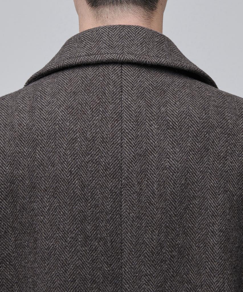Musinsa Standard Manteco Herringbone Daddy Shoulder Double Long Coat [Brown]
