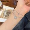 Двухслойные браслеты с сердечками для женщин, легкий роскошный блестящий браслет-цепочка с микро-бриллиантами Whoelsae Pulras