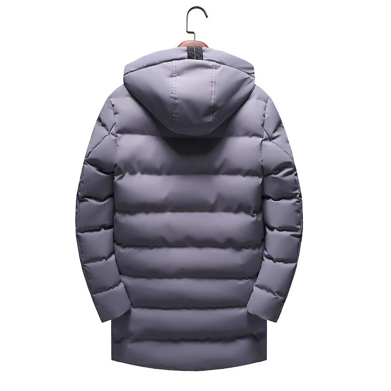 Winter Men Thick Warm Hooded Cotton Jacket Men's Casual Long Coat Korean Style Youth Cotton Padded Coat Regular Fit Overcoat