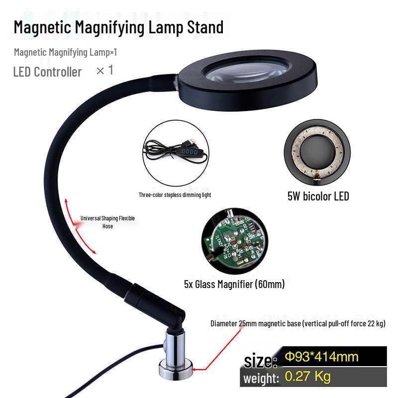 Multifunctional Soldering Station Kit with Magnifying Glass, Desk Lamp, Fume Extractor, & Magnetic Repair Tools