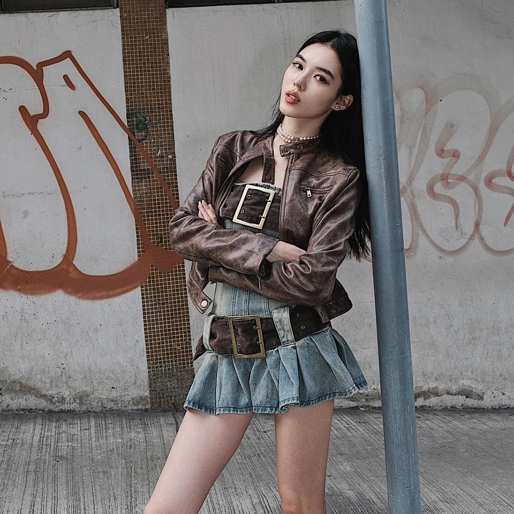 Винтажное джинсовое платье без бретелек Y2k, женское летнее облегающее сексуальное корейское модное плиссированное мини-платье с поясом 2000-х годов, уличная одежда