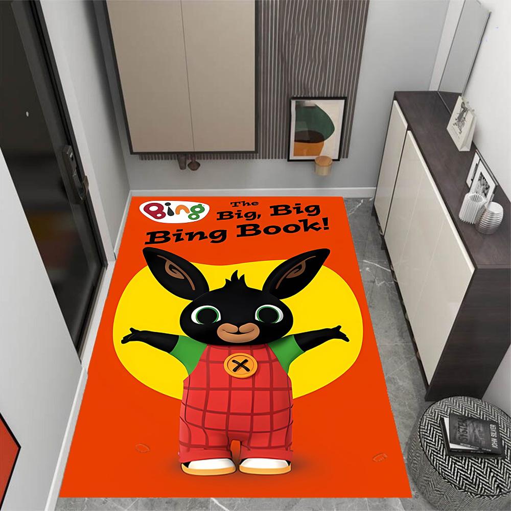 Bing's Colorful Adventure Themed Anti-Slip Rugs - Polyester Home Decor, Suitable for Bedrooms, Living Rooms, Doorways, Studios, and Decorations