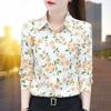 Spring Autumn Turn-down Collar Women's Clothing Long Sleeve Button Up Plant Flowers Printing Cardigan Shirt Casual Elegant Tops