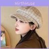 Vintage British Plaid Octagonal Hat For Women Autumn Winter Blend With Windproof Warmth