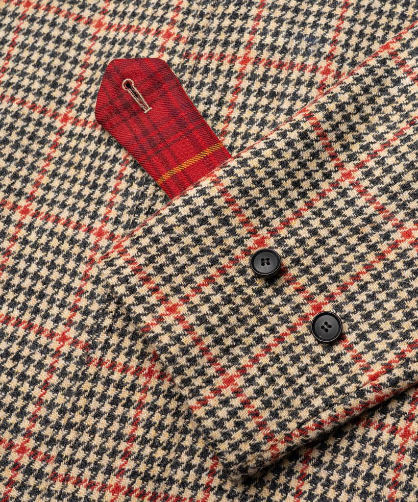 Edinburgh Club Harris Tweed Houndstooth Balmacaan Coat (Beige)