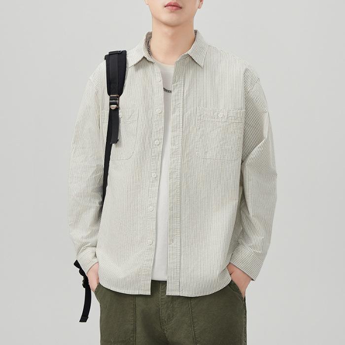 Новая весенняя японская ретро мужская рубашка из рыхлого оксфордского хлопка, повседневная американская рубашка