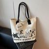 2025 Autumn New Korean Version Fashion Cartoon Canvas Bag Casual Commuting Simple Large Capacity Tote Bag Shoulder Bag