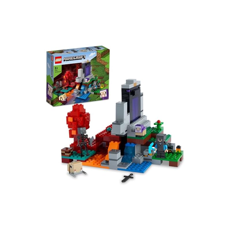 LEGO Minecraft Разрушенный портал Подарок 21172 Игрушечные блоки Рождественский подарок Подарок на день рождения Видеоигра Мальчики Девочки Возраст 8 лет и старше