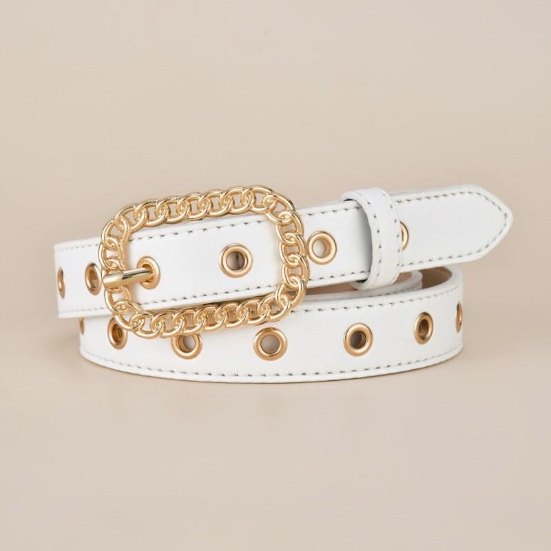 Женский винтажный качественный пояс с золотой пряжкой, тонкий пояс для талии, модный и универсальный аксессуар