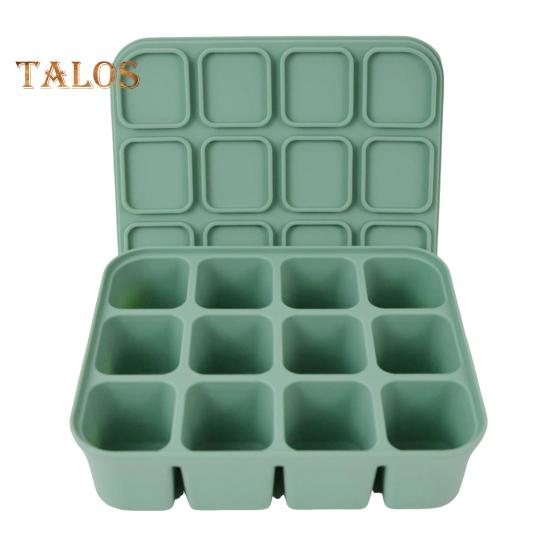 Силиконовый лоток для льда с крышкой, гибкая форма для льда без BPA на 12 кубиков, экономящая место, легко снимаемая, штабелируемая квадратная форма для льда