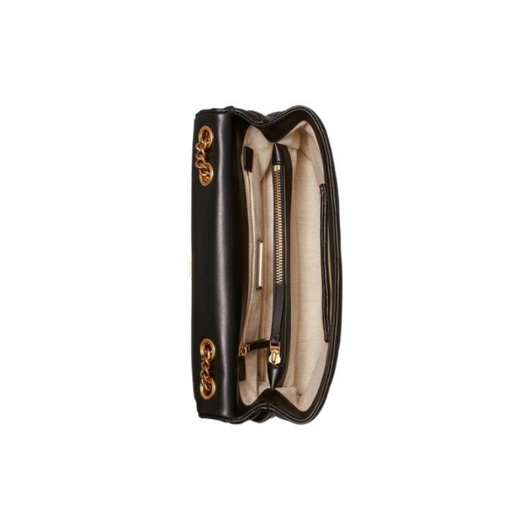 Tory Burch Kira Quilted Leather Chain Shoulder Strap Leather Crossbody Bag Large Women bags Black 90446-001